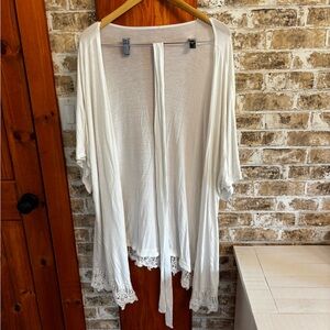 White Lace Trim Robe